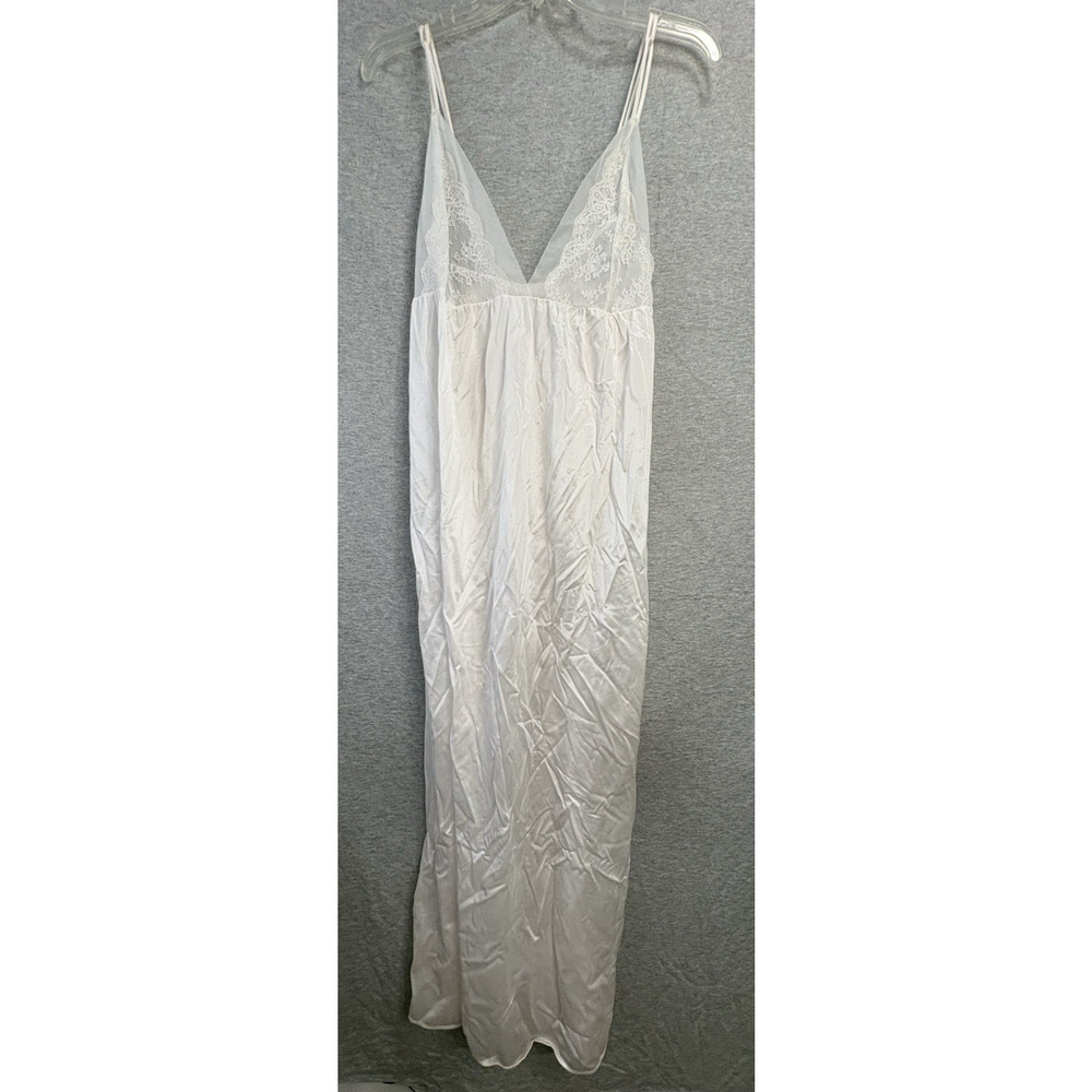 Vintage JC Penny Lingerie Dress Nightgown Womens Satin Floral Lace Large
